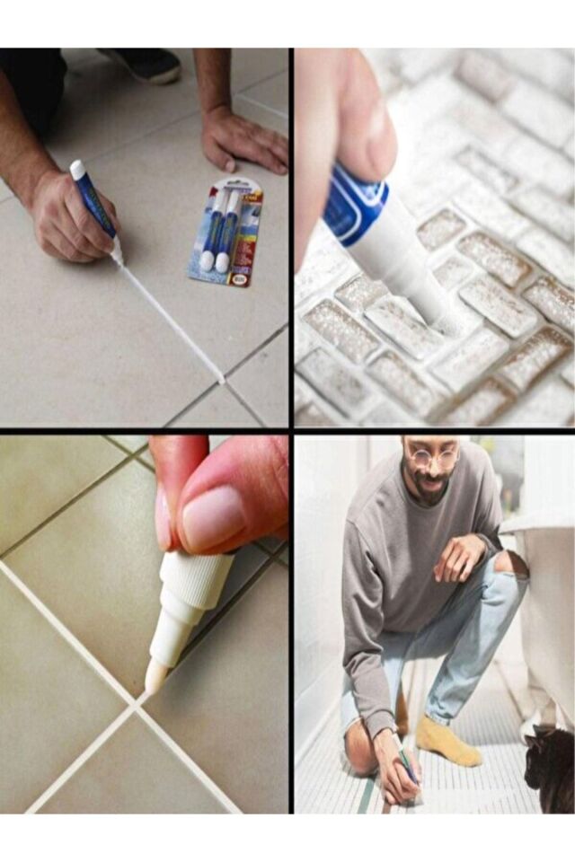 2'li Beyaz Derz Kalemi Hızlı Kuruyan Yedek Uç Su Bazlı Kokusuz Derz Dolgu Fayans Yenileme Boyası