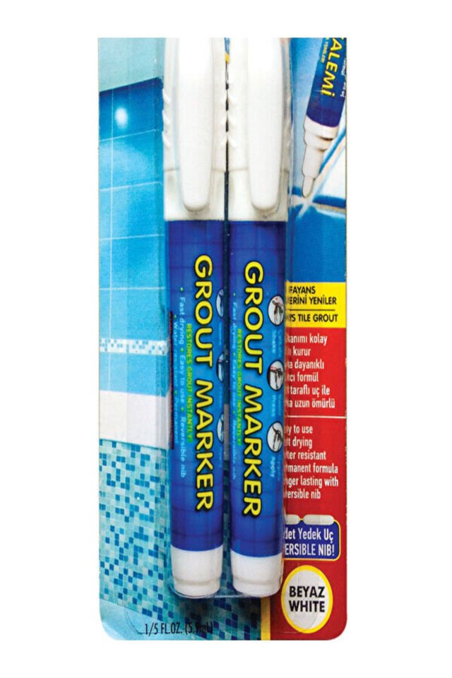 2'li Beyaz Derz Kalemi Hızlı Kuruyan Yedek Uç Su Bazlı Kokusuz Derz Dolgu Fayans Yenileme Boyası