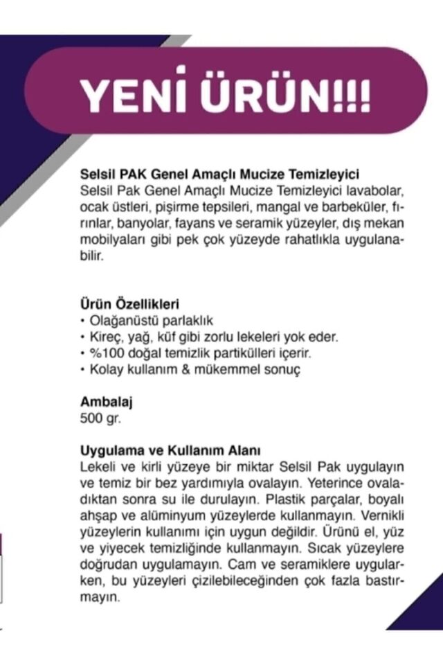 Selsil Genel Amaçlı Mucize Temizleyici 500 G