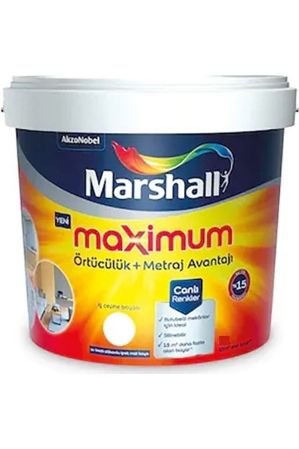 Maximum Silikonlu Iç Cephe Boyası 7.5 Lt Beyaz BAZ - Tek Ebat