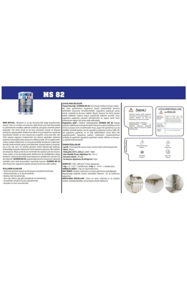 Isonem Ms82 Nem Rutubet Boyası Beyaz 5 kg