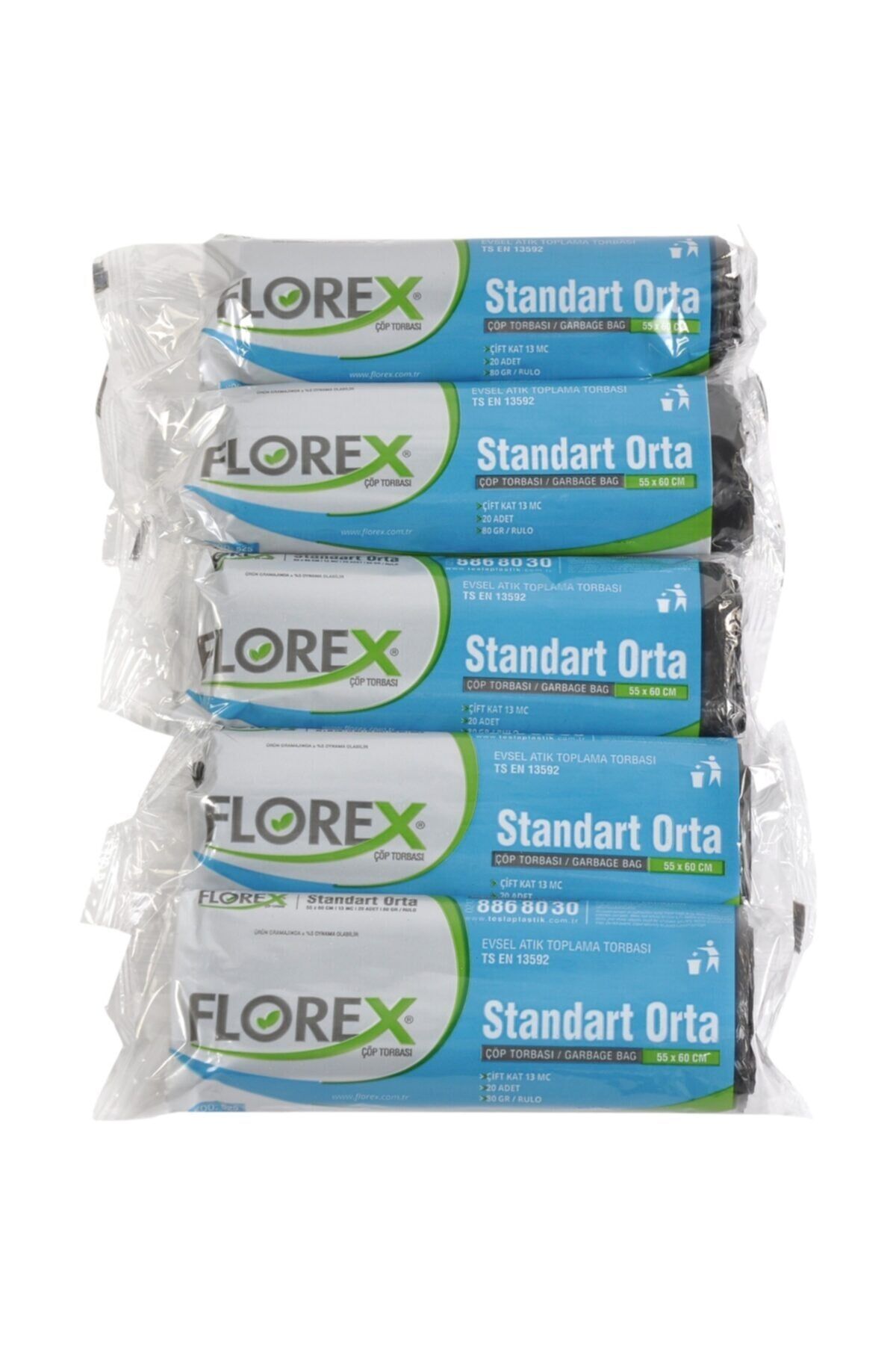 Florex Standart Orta Siyah Çöp Poşeti 55x60 Cm 5 Rulo Florex525siyah5li_1