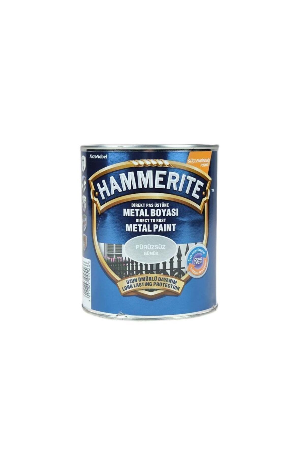 Hammerite Pas Üstü Metal Boyası Düz Gümüş 0,75lt GÜMÜŞ - Tek Ebat
