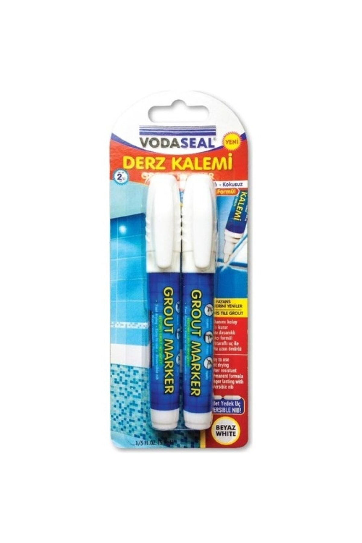 Fayans Derz Kalemi Yedek Uçlu Beyaz 2 Li Set Tek Ebat