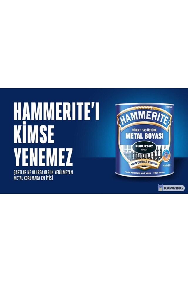 Hammerite Direkt Pas Üstü Pürüzsüz Metal Boya Siyah 0.75 Lt