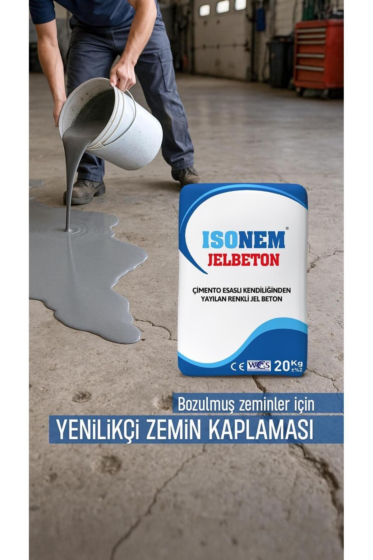 Jel Beton Çimento Esaslı Kendiliğinden Yayılan Renkli JelBeton 20 KG Kraft Torba Gri