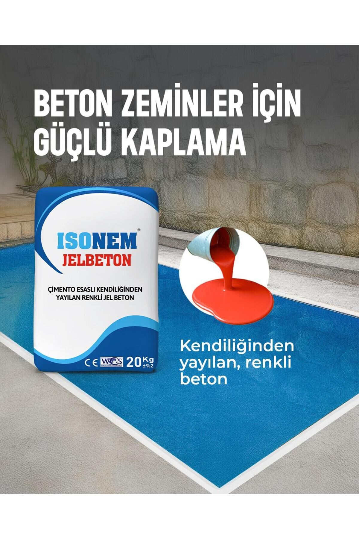 JELBETON (Çimento Esaslı Kendiliğinden Yayılan Renkli JelBeton) 20 KĞ8[GRİ RENK SARI - Tek Ebat