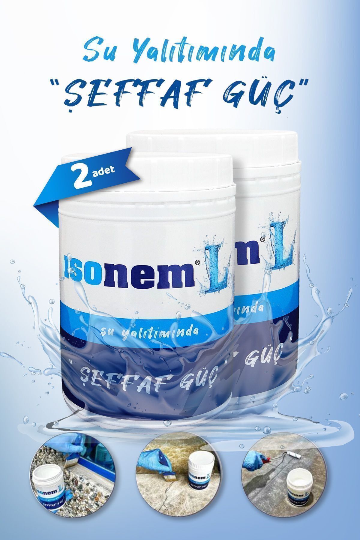 L Şeffaf Güç | Su Yalıtımı (2 Adet) 1 Kg Şeffaf Su Yalıtım Şeffaf