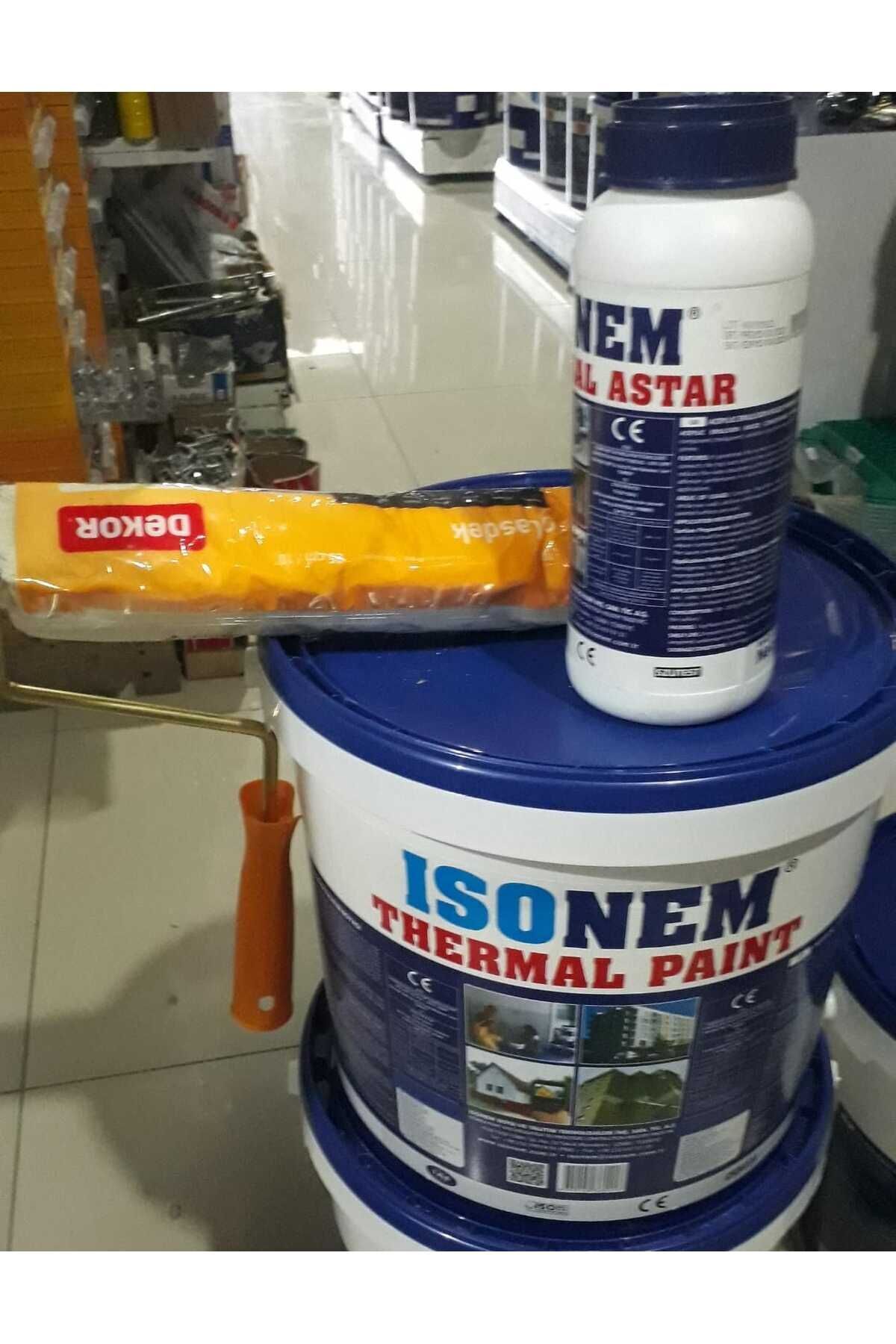 Thermal Paint Isı Yalıtım Boyası beyaz 18 kğ+Universal Astar 1 Kg+dekor rulo 25 cm BEYAZ