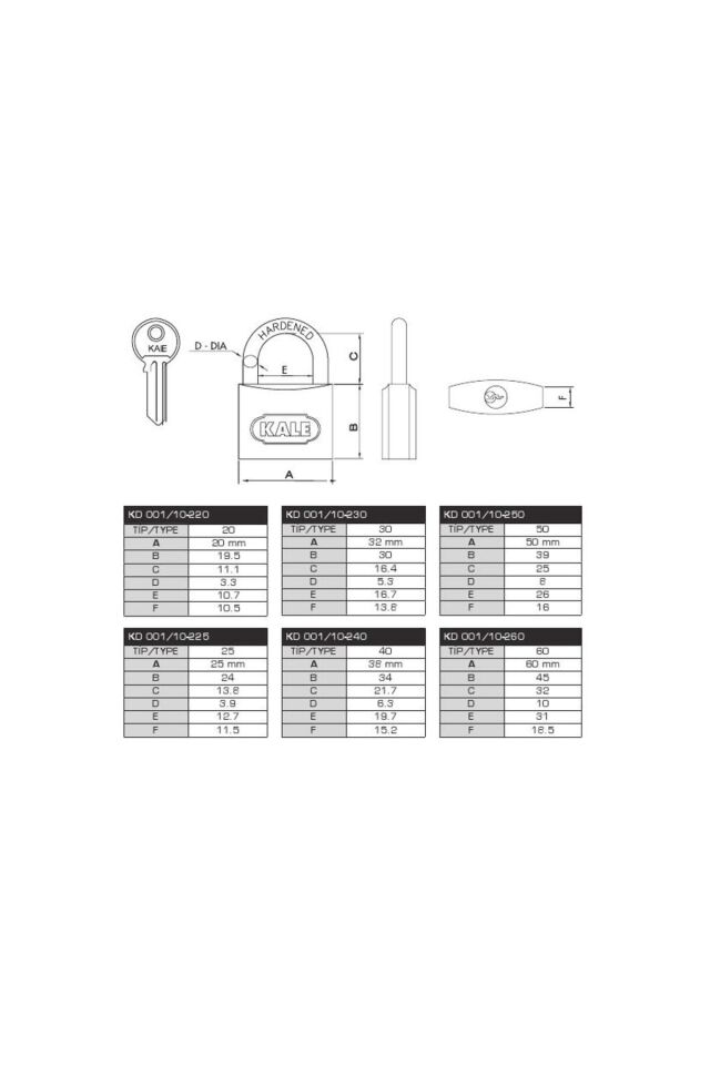 20 mm Sarı Pirinç Asma Kilit KD-001/10-220