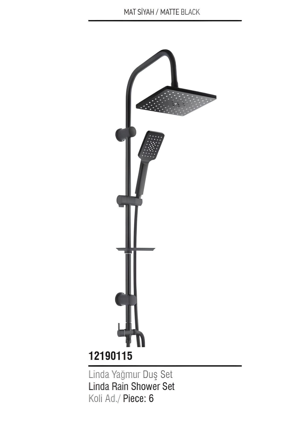 ÜSO-LİNDA YAĞMUR DUŞ SETİ (MAT SİYAH)