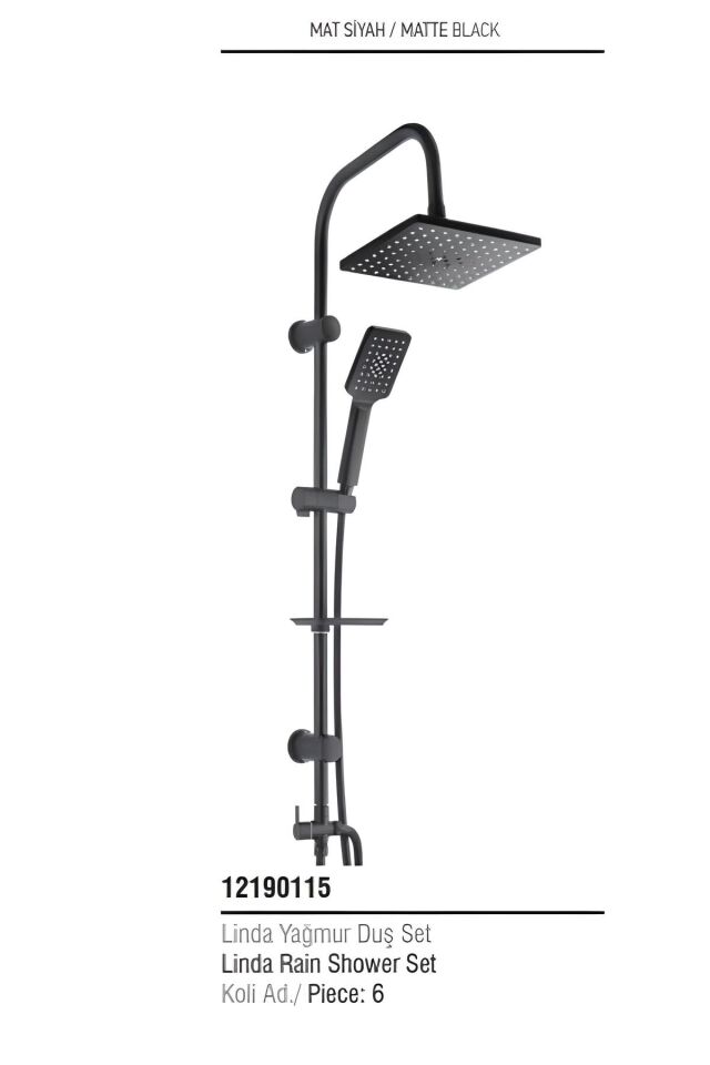 ÜSO-LİNDA YAĞMUR DUŞ SETİ (MAT SİYAH)