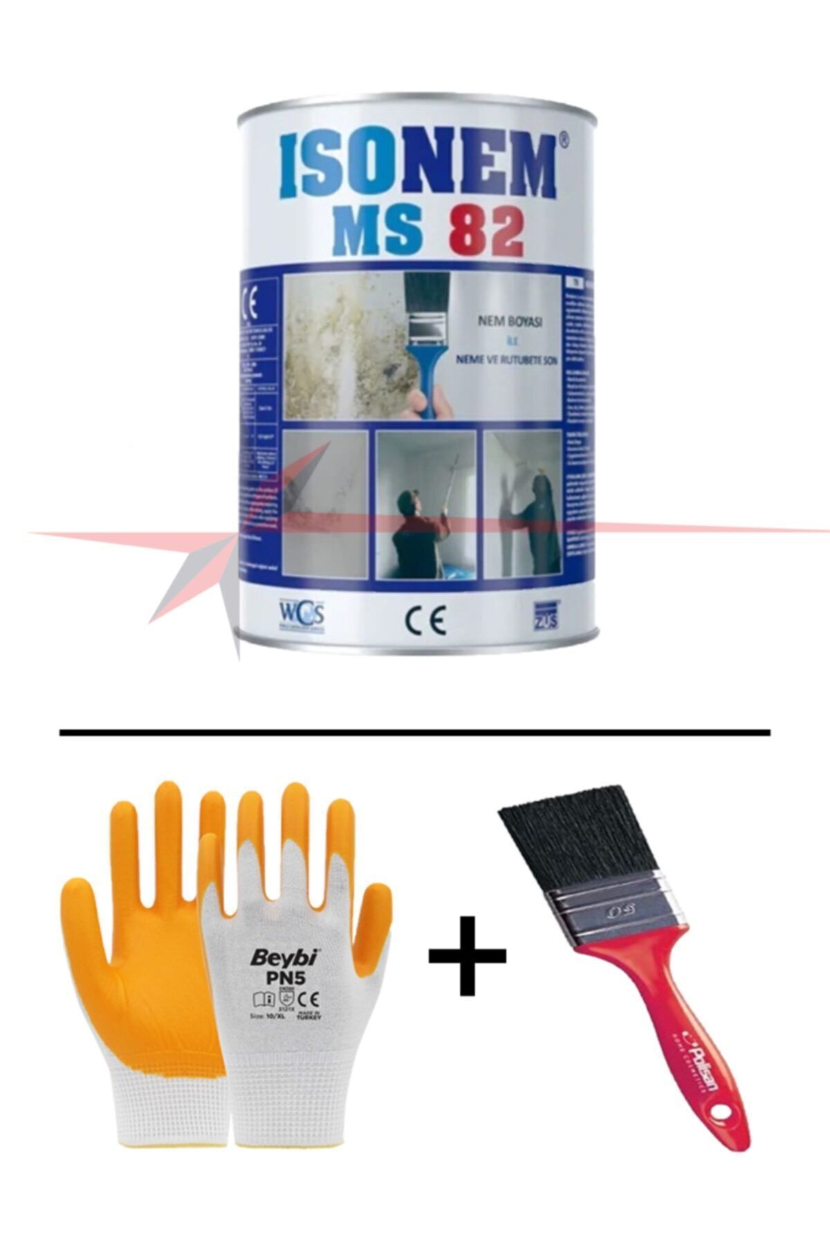 Isonem Ms 82 Rutubet Ve Nem Boyası 5 Kg Eldiven Fırça Beyaz